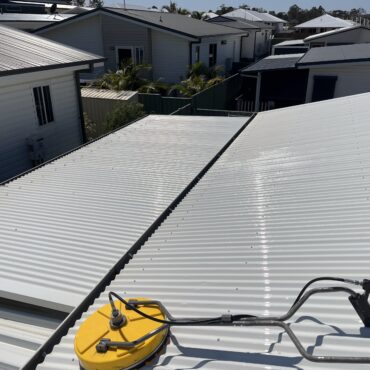 Roof cleaning with pressure washer